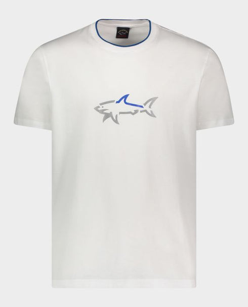 Paul&Shark tshirt חולצה מטורפת של פול שארק טישרט בצבע לבן לוגו המותג באמצע